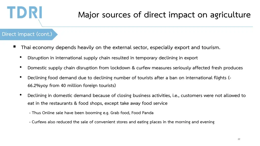 major sources of direct impact on agriculture