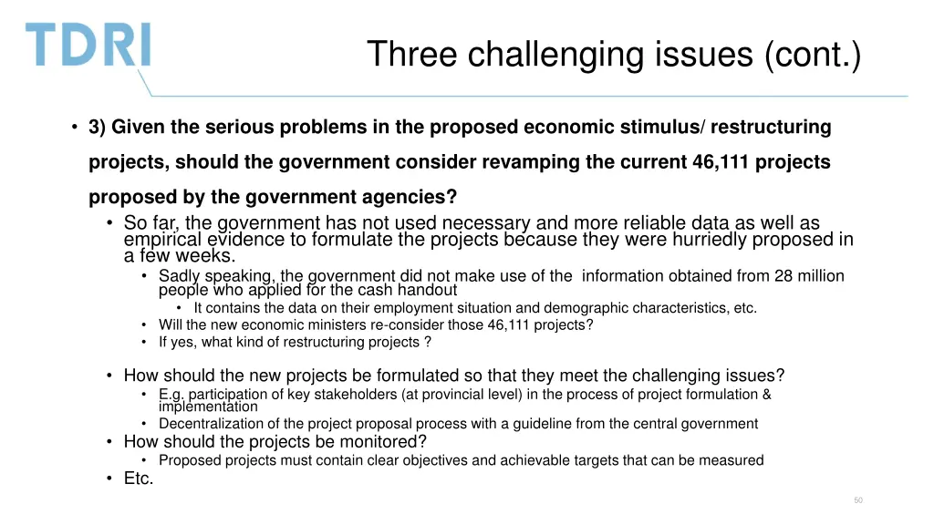 three challenging issues cont