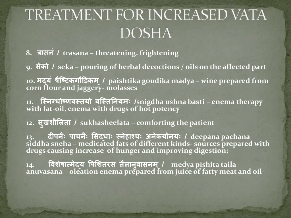 treatment for increased vata dosha 2