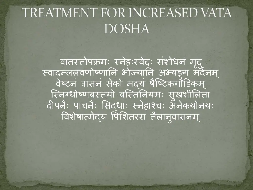 treatment for increased vata dosha