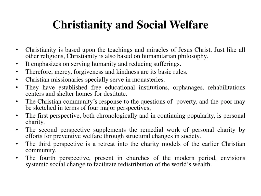 christianity and social welfare