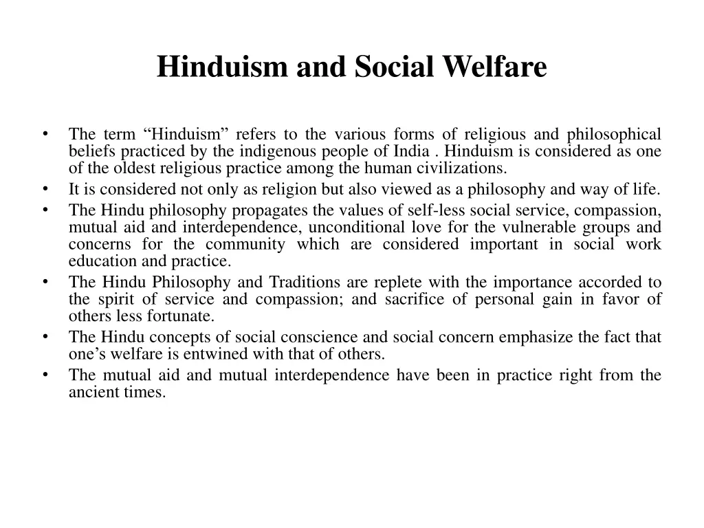 hinduism and social welfare