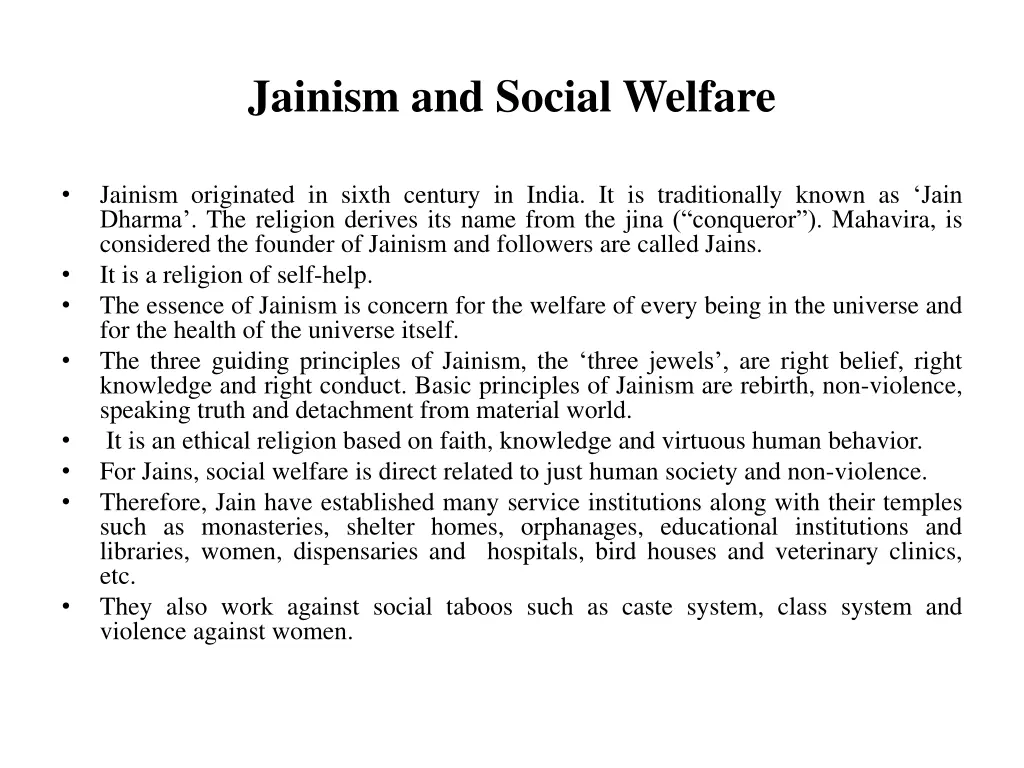 jainism and social welfare