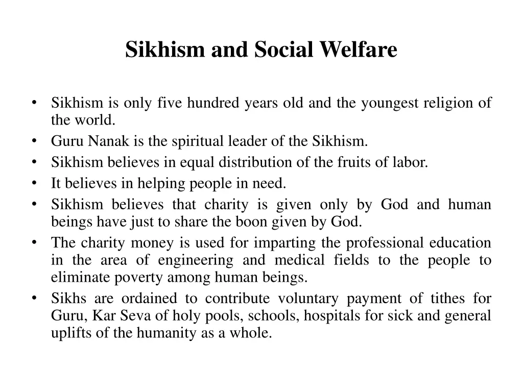 sikhism and social welfare