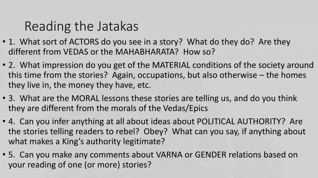 reading the jatakas 1 what sort of actors