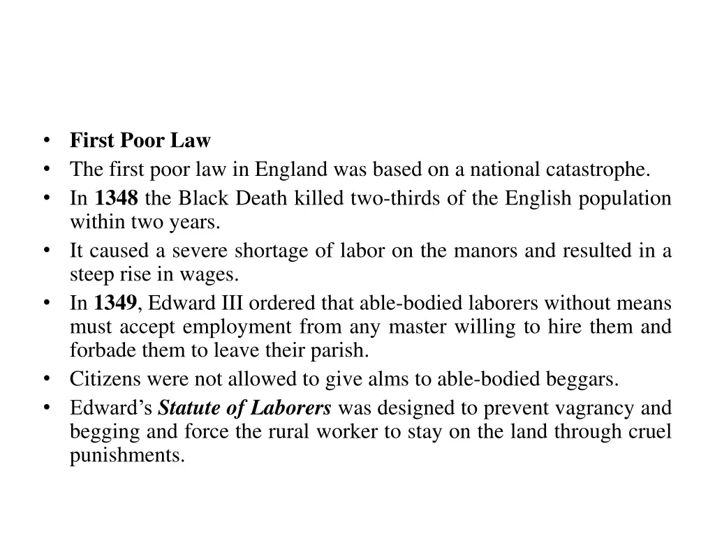 first poor law the first poor law in england