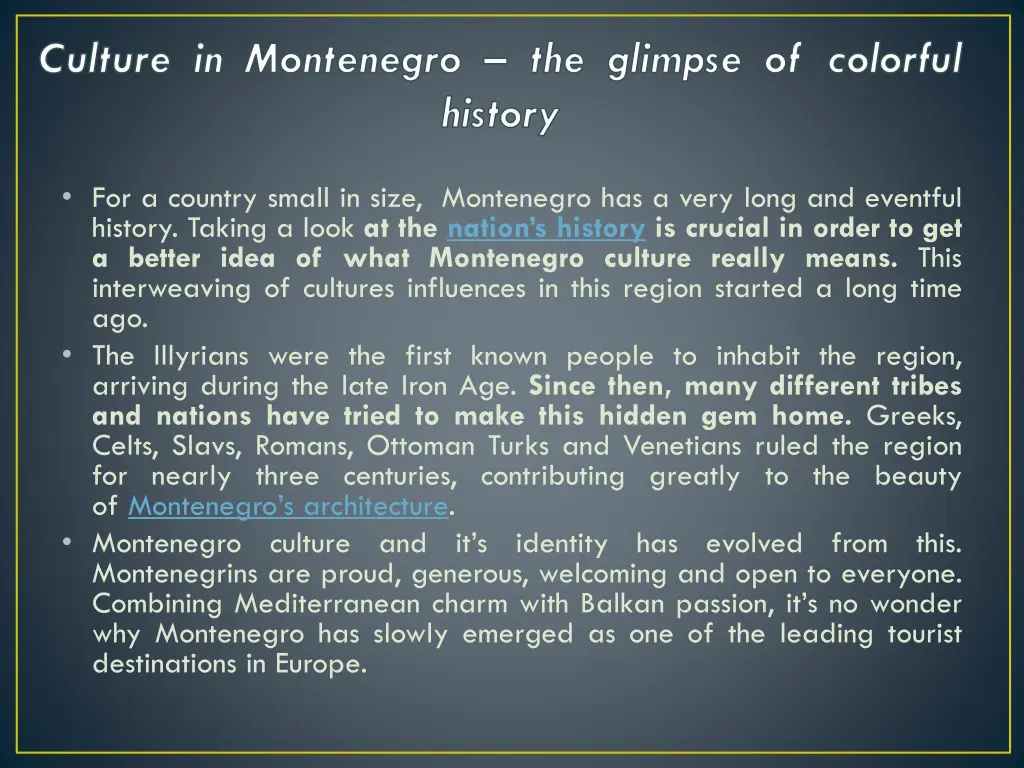 culture in montenegro the glimpse of colorful