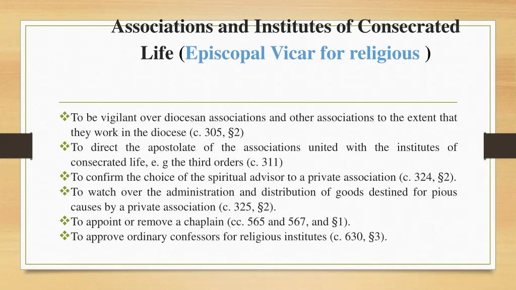 associations and institutes of consecrated life