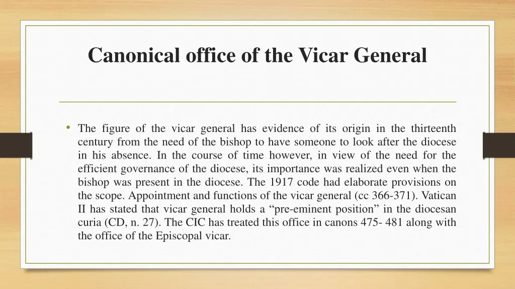 canonical office of the vicar general 1