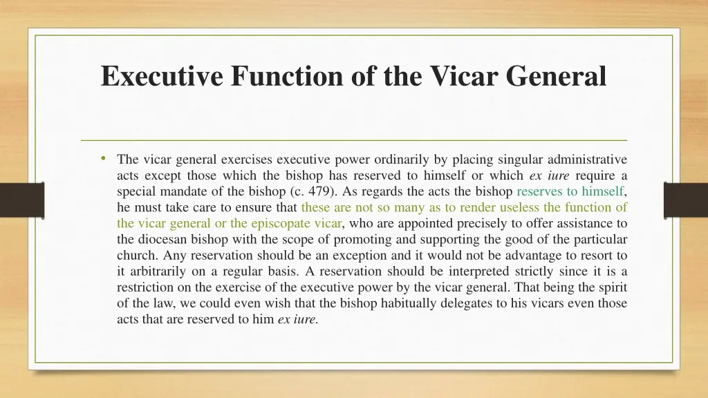 executive function of the vicar general 1