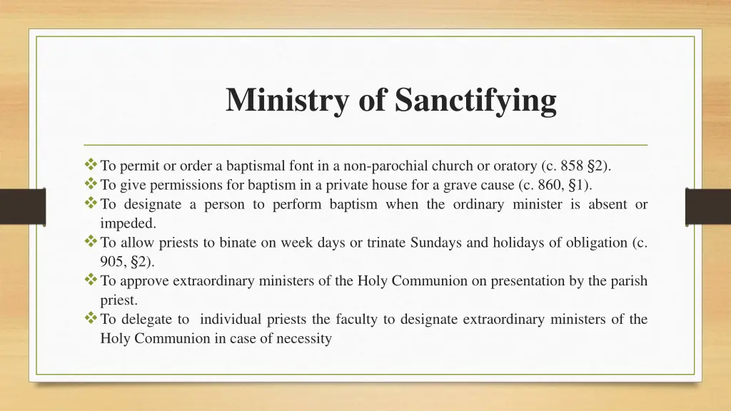 ministry of sanctifying