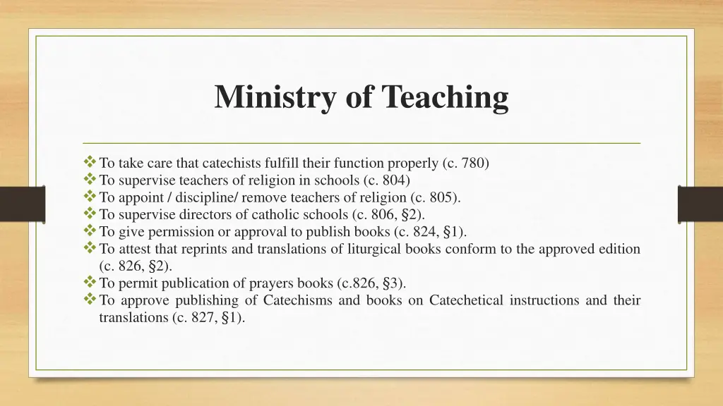 ministry of teaching