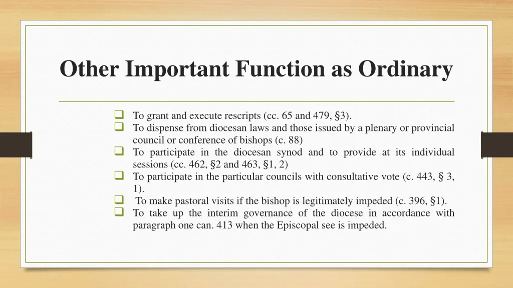 other important function as ordinary