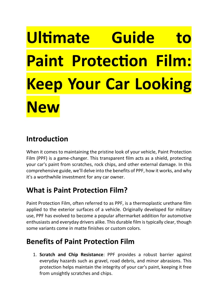 ultimate paint protection film keep your