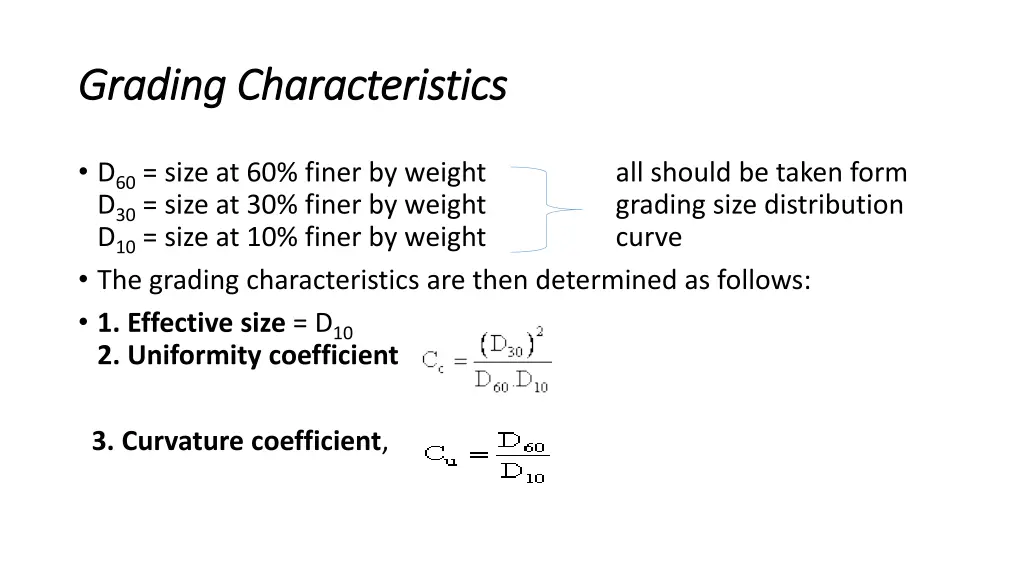 grading characteristics grading characteristics