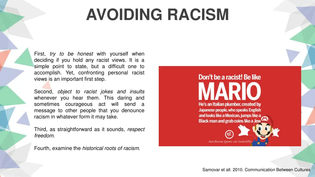 avoiding racism