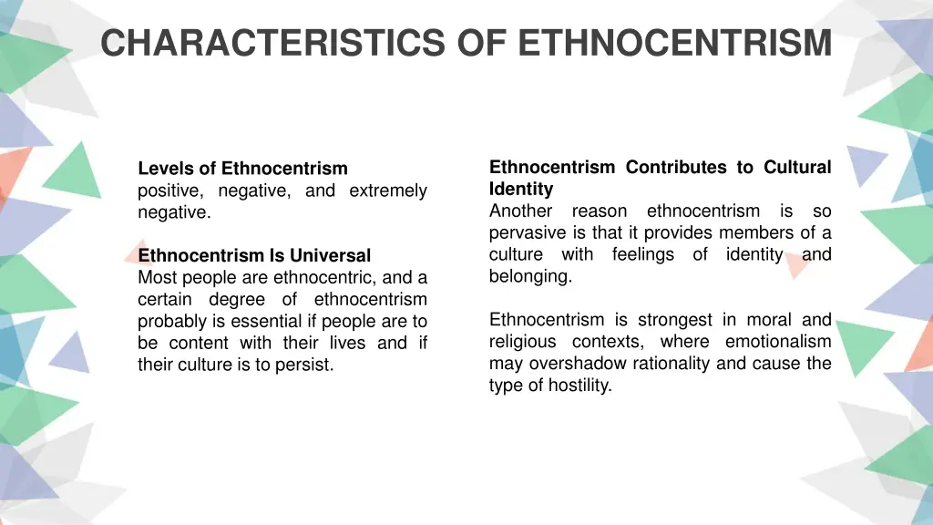 characteristics of ethnocentrism