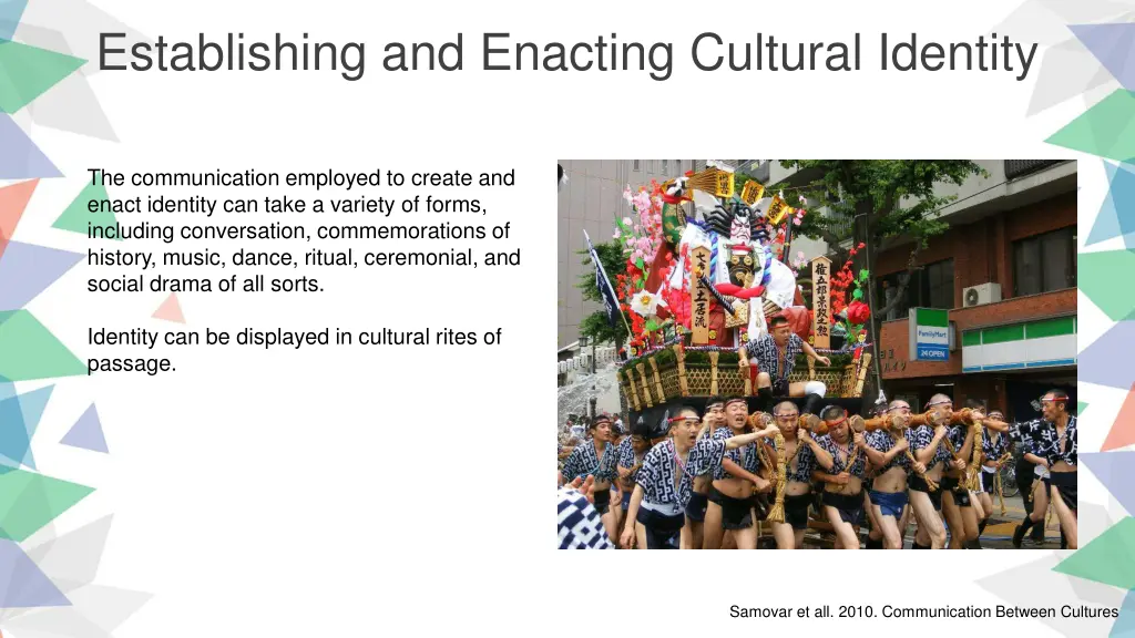 establishing and enacting cultural identity