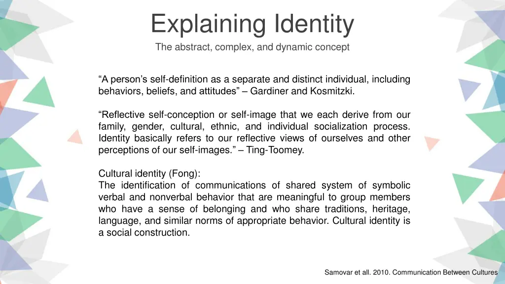 explaining identity the abstract complex