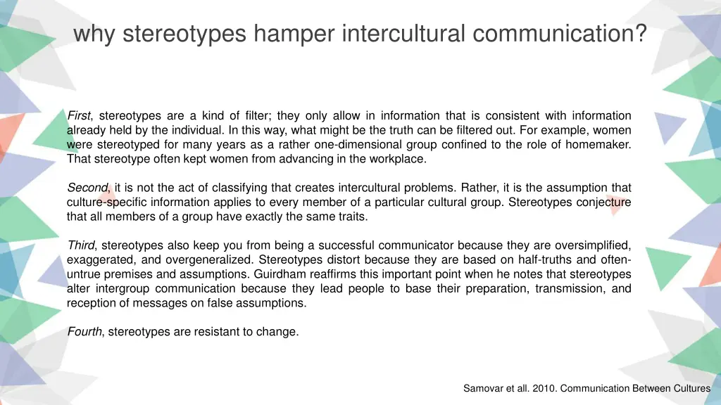 why stereotypes hamper intercultural communication