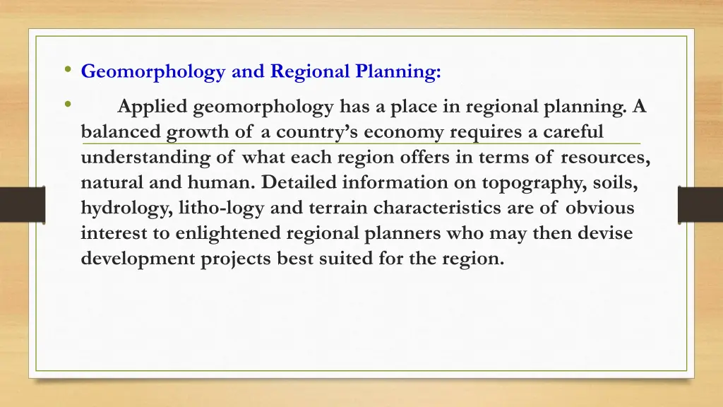 geomorphology and regional planning applied