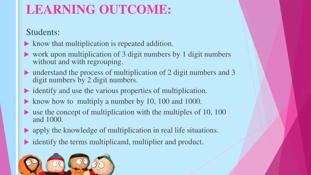 learning outcome students know that