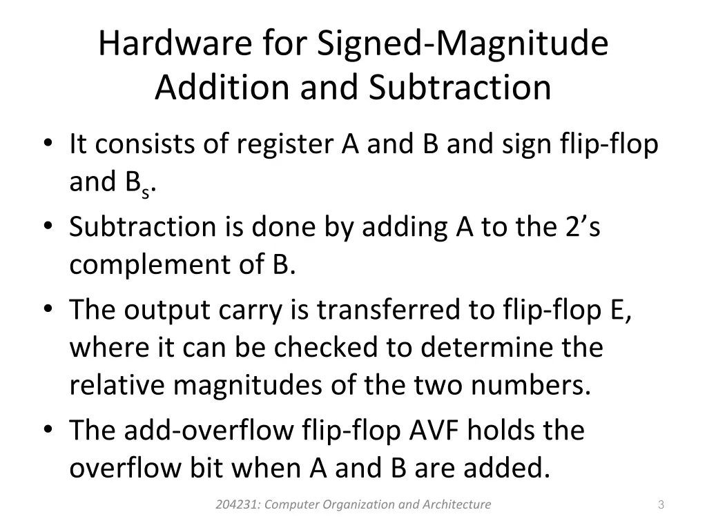 hardware for signed magnitude addition