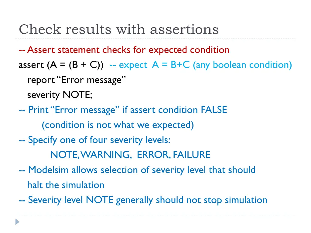 check results with assertions