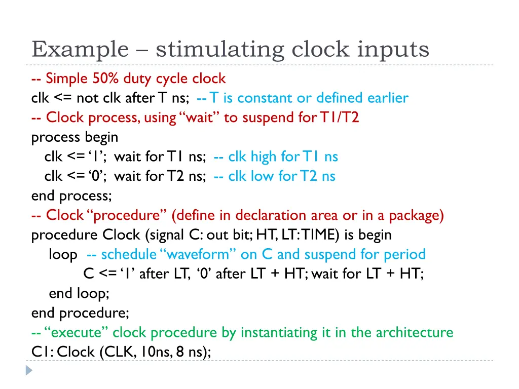 example stimulating clock inputs simple 50 duty