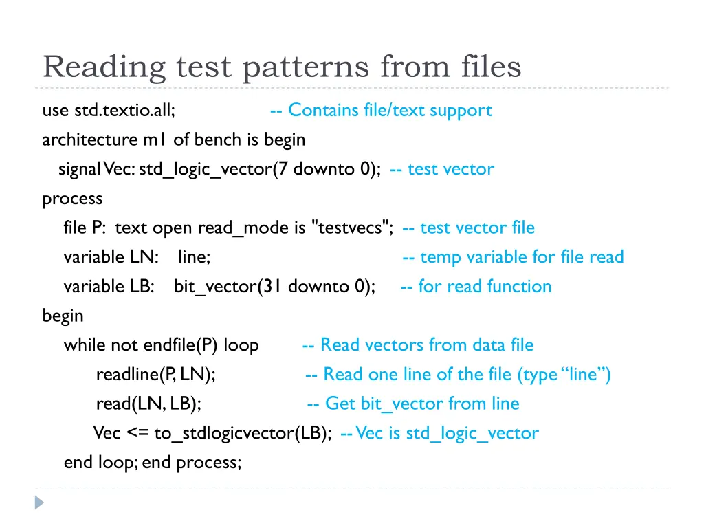 reading test patterns from files