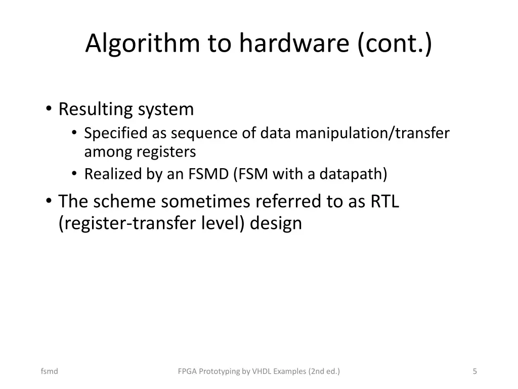 algorithm to hardware cont