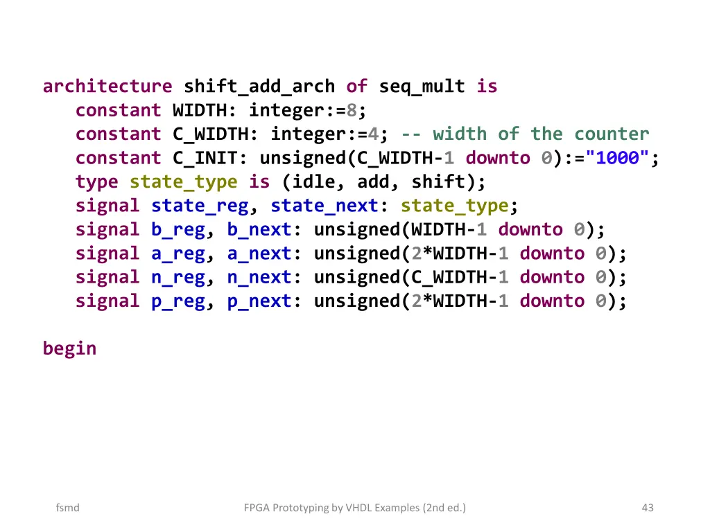 architecture shift add arch of seq mult