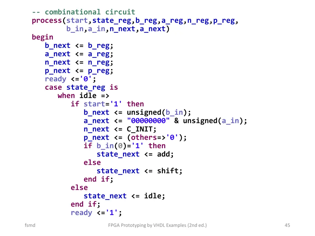 combinational circuit process start state