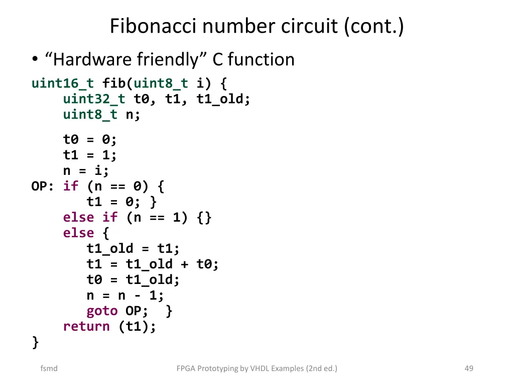 fibonacci number circuit cont hardware friendly