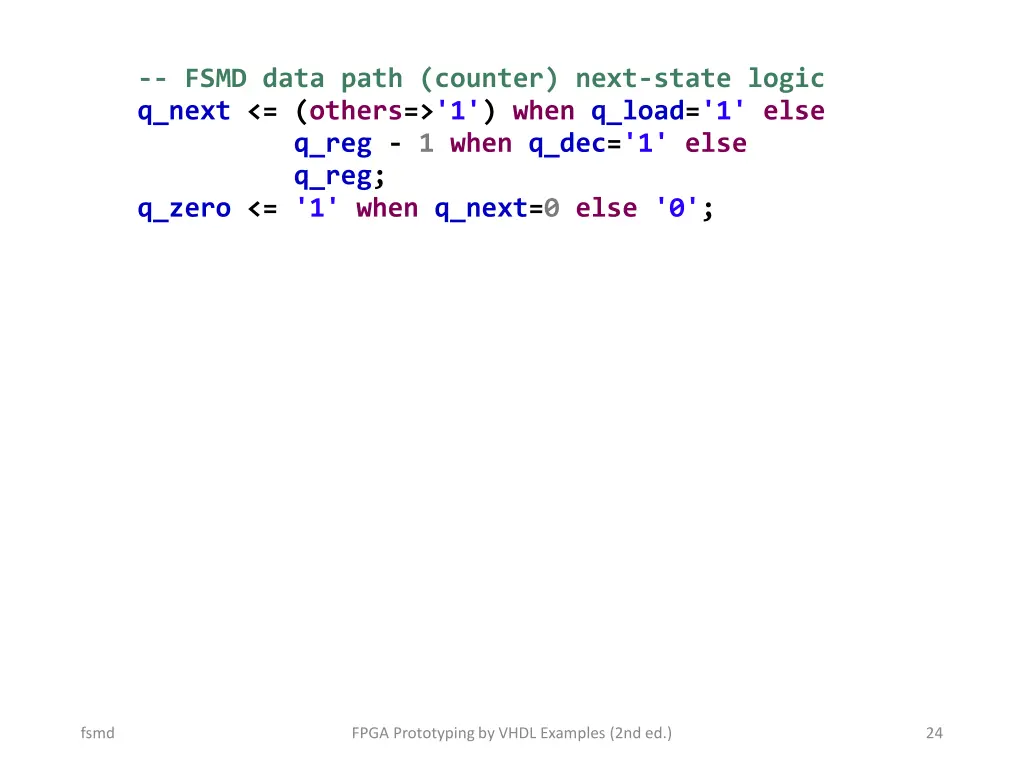 fsmd data path counter next state logic q next