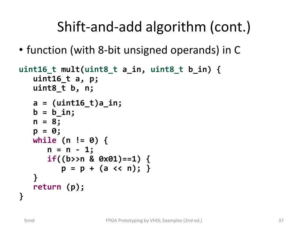 shift and add algorithm cont 1