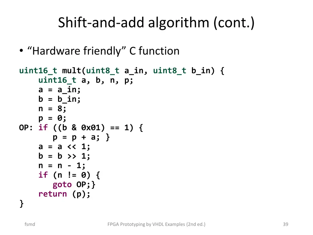 shift and add algorithm cont 3