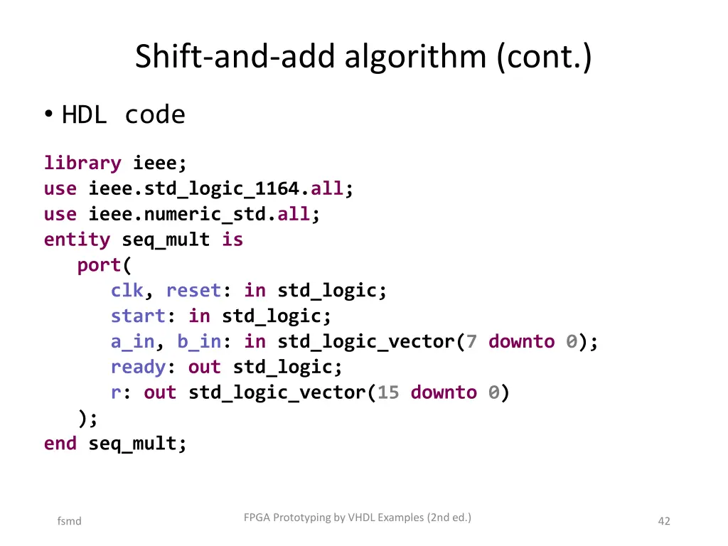 shift and add algorithm cont 6