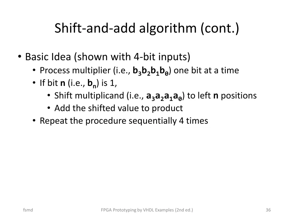 shift and add algorithm cont