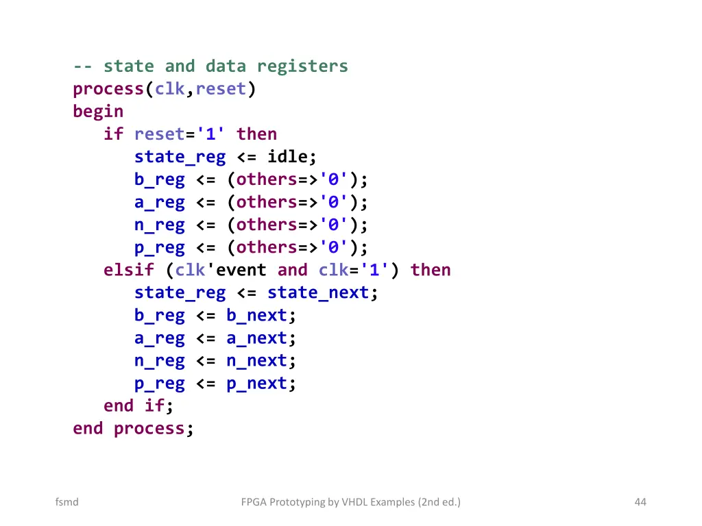 state and data registers process clk reset begin