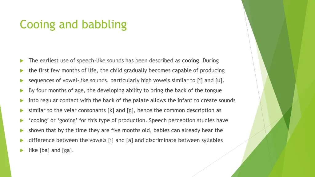 cooing and babbling