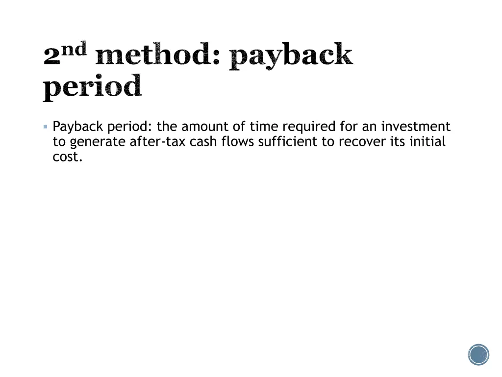 2 nd method payback period