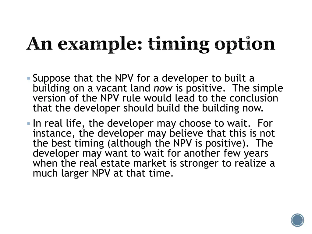 an example timing option