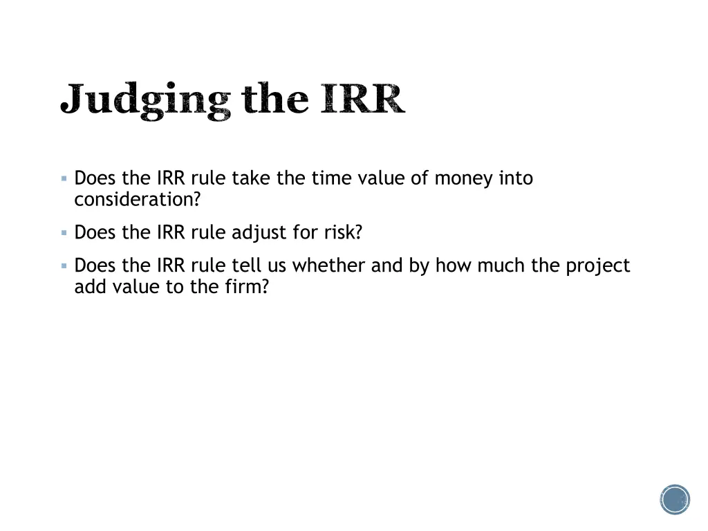 judging the irr