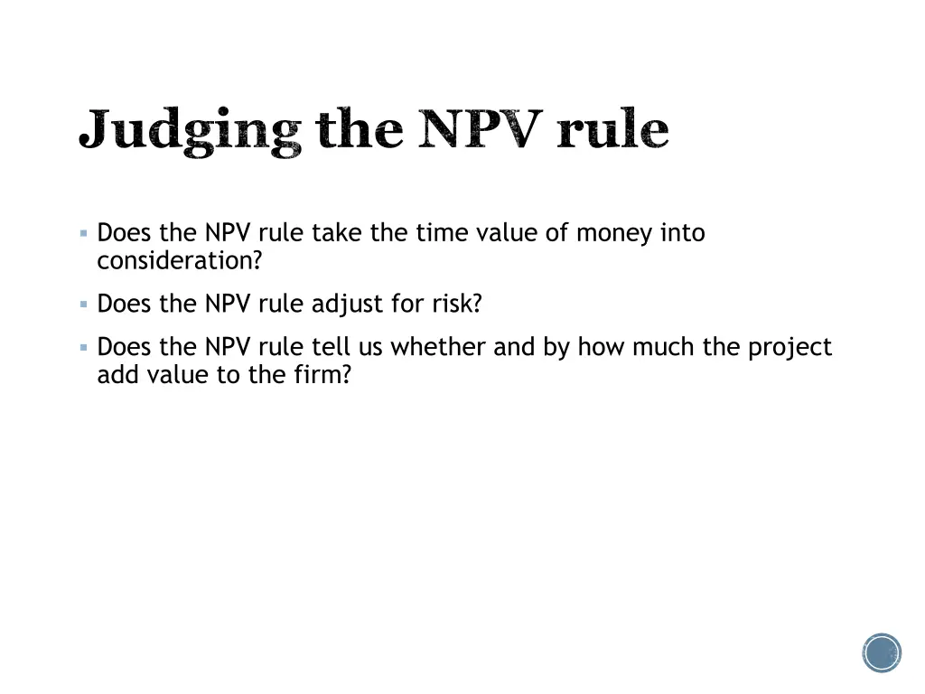 judging the npv rule