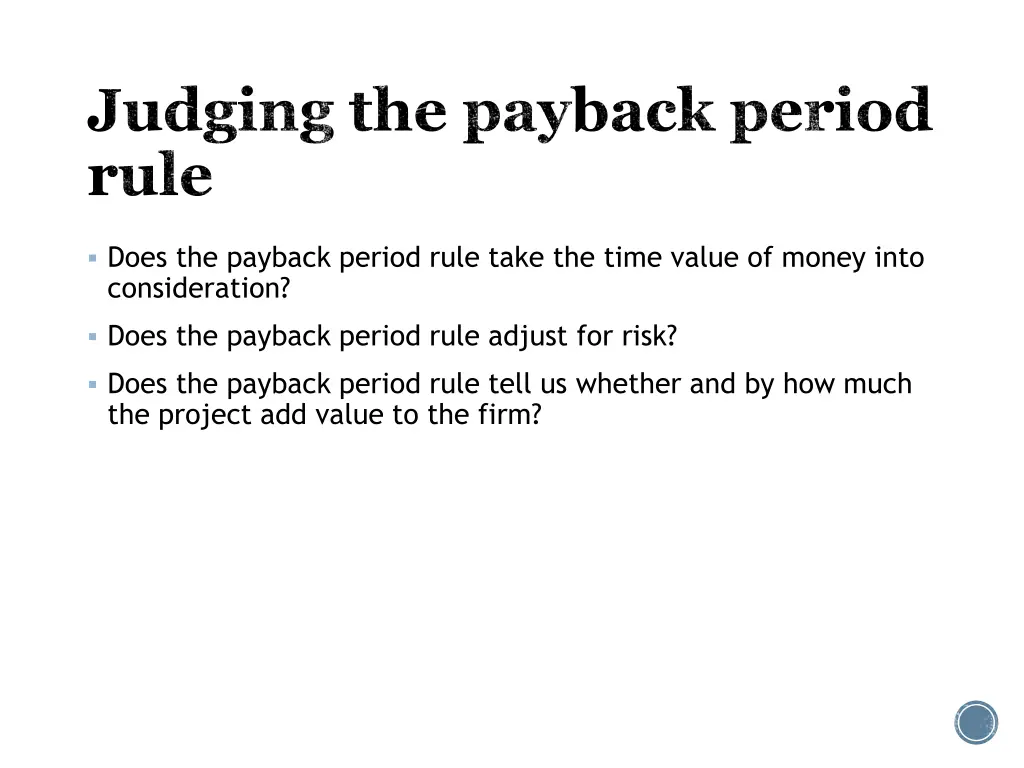 judging the payback period rule