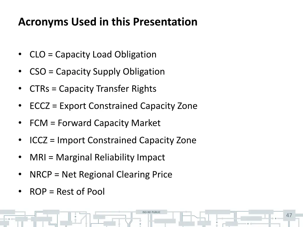 acronyms used in this presentation