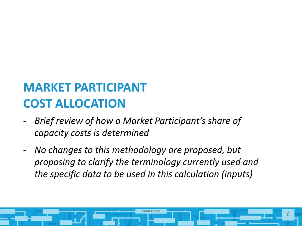 market participant cost allocation