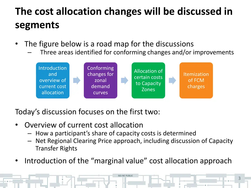 the cost allocation changes will be discussed