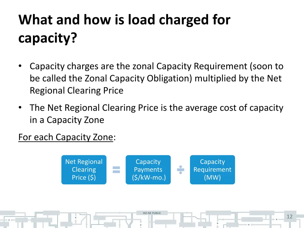 what and how is load charged for capacity